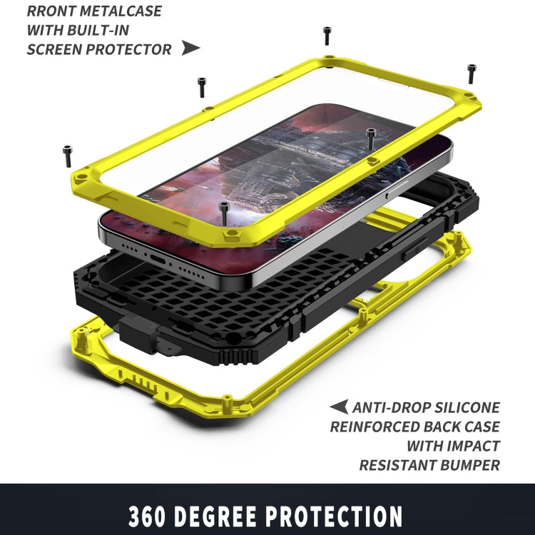 For iPhone 13 Pro Max R-JUST Shockproof Waterproof Dust-proof Metal + Silicone Protective Case with Holder (Yellow) - free shipping - PMC TechLife - Order now!