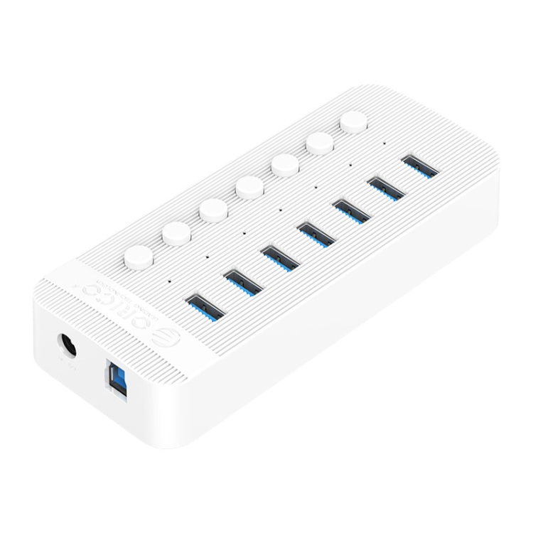 ORICO CT2U3-7AB-WH 7 In 1 Plastic Stripes Multi-Port USB HUB with Individual Switches, US Plug(White) - USB 3.0 HUB by ORICO | Online Shopping South Africa | PMC Jewellery | Buy Now Pay Later Mobicred