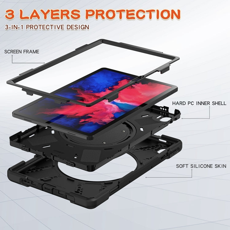 For Lenovo XiaoXin Pad 11 / Pad 11 Plus 2021 / Pad 2022 Silicone + PC Protective Case with Holder & Shoulder Strap(Black) - Lenovo by PMC TechLife | Online Shopping South Africa | PMC TechLife | Buy Now Pay Later Mobicred