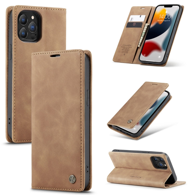 For iPhone 13 Pro CaseMe-013 Multifunctional Retro Frosted Horizontal Flip Leather Case with Card Slot & Holder & Wallet (Brown) - iPhone 13 Pro Cases by CaseMe | Online Shopping South Africa | PMC Jewellery | Buy Now Pay Later Mobicred