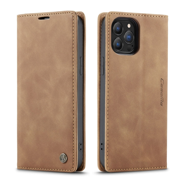 For iPhone 13 Pro CaseMe-013 Multifunctional Retro Frosted Horizontal Flip Leather Case with Card Slot & Holder & Wallet (Brown) - iPhone 13 Pro Cases by CaseMe | Online Shopping South Africa | PMC Jewellery | Buy Now Pay Later Mobicred