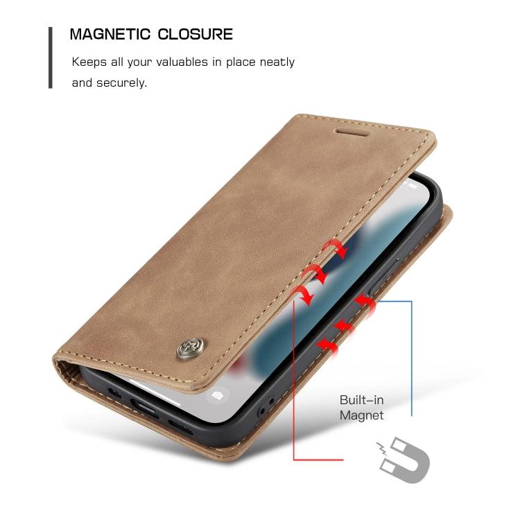 For iPhone 13 Pro CaseMe-013 Multifunctional Retro Frosted Horizontal Flip Leather Case with Card Slot & Holder & Wallet (Brown) - iPhone 13 Pro Cases by CaseMe | Online Shopping South Africa | PMC Jewellery | Buy Now Pay Later Mobicred