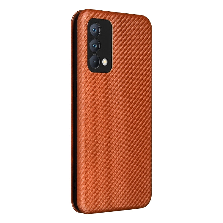 Carbon Fiber Texture Horizontal Flip TPU + PC + PU Leather Case with Card Slot For OPPO Realme GT Master(Brown) - Realme Cases by PMC Jewellery | Online Shopping South Africa | PMC Jewellery | Buy Now Pay Later Mobicred