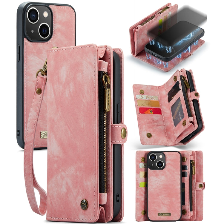 For iPhone 13 CaseMe-008 Detachable Multifunctional Horizontal Flip Leather Case(Pink) - free shipping - PMC Jewellery - Order now!