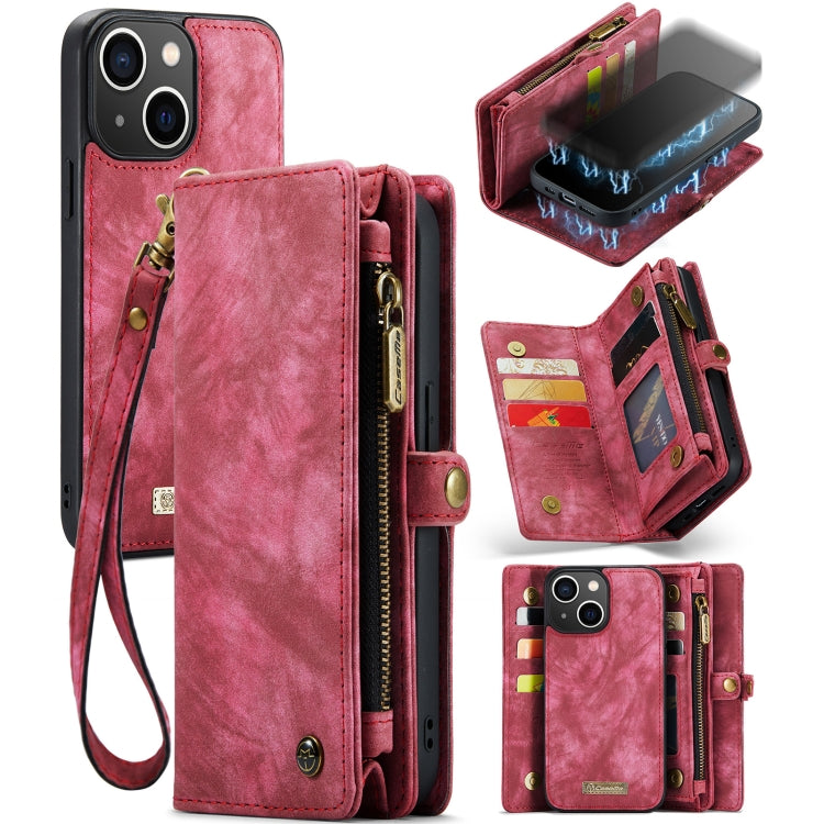 For iPhone 13 mini CaseMe-008 Detachable Multifunctional Horizontal Flip Leather Case with Card Slot & Holder & Zipper Wallet & Photo Frame (Red) - iPhone 13 mini Cases by CaseMe | Online Shopping South Africa | PMC Jewellery | Buy Now Pay Later Mobicred