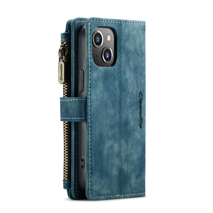 For iPhone 13 mini CaseMe-C30 PU + TPU Multifunctional Horizontal Flip Leather Case with Holder & Card Slot & Wallet & Zipper Pocket (Blue) - iPhone 13 mini Cases by CaseMe | Online Shopping South Africa | PMC Jewellery | Buy Now Pay Later Mobicred