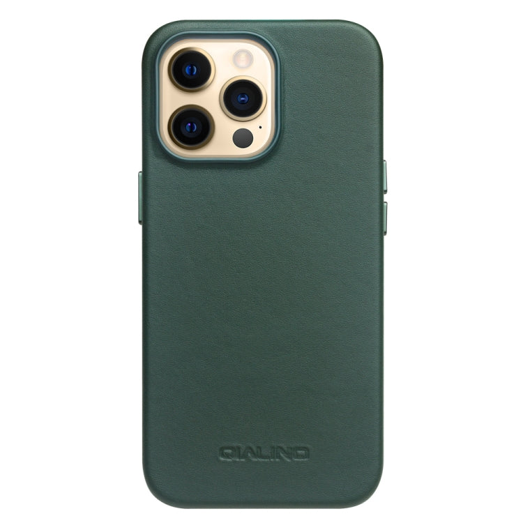 For iPhone 13 Pro Max QIALINO Nappa Cowhide MagSafe Magnetic Protective Case (Dark Green) - iPhone 13 Pro Max Cases by QIALINO | Online Shopping South Africa | PMC Jewellery | Buy Now Pay Later Mobicred