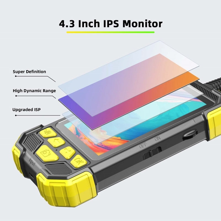 Y19 8mm Single Lens Hand-held Hard-wire Endoscope with 4.3-inch IPS Color LCD Screen, Cable Length:5m(Yellow) -  by PMC Jewellery | Online Shopping South Africa | PMC Jewellery | Buy Now Pay Later Mobicred