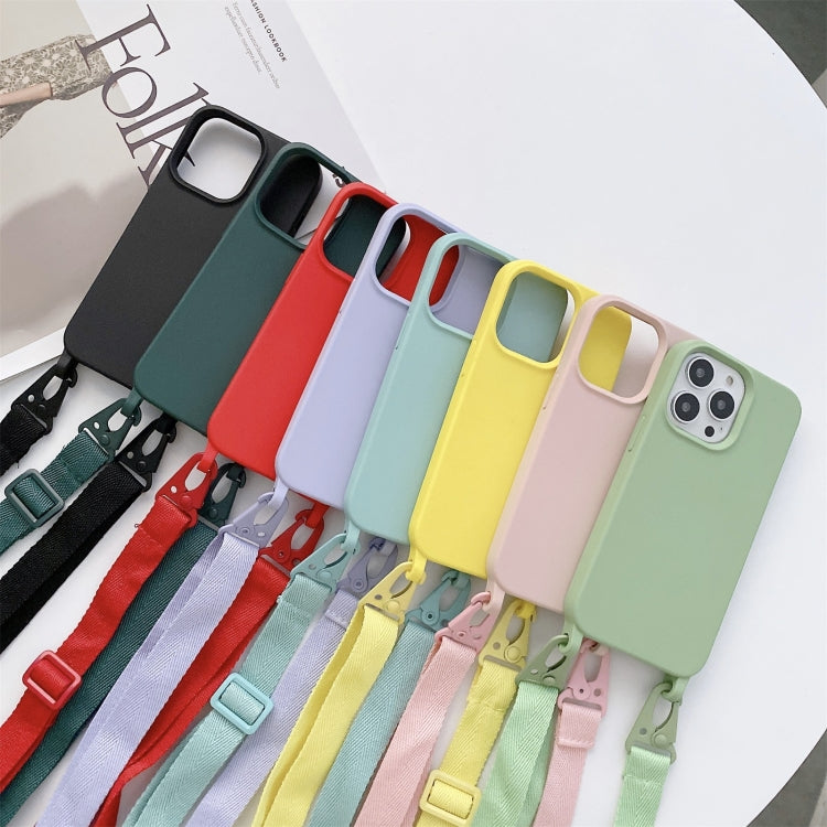 For iPhone 13 Elastic Silicone Protective Case with Wide Neck Lanyard(Pink) - iPhone 13 Cases by PMC TechLife | Online Shopping South Africa | PMC TechLife
