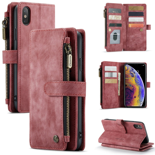 For iPhone XS Max CaseMe-C30 PU + TPU Multifunctional Horizontal Flip Leather Case with Holder & Card Slot & Wallet & Zipper Pocket(Red) - More iPhone Cases by CaseMe | Online Shopping South Africa | PMC Jewellery | Buy Now Pay Later Mobicred