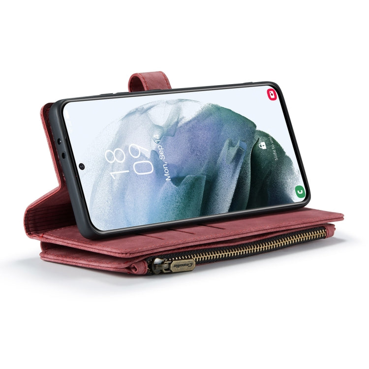 For Samsung Galaxy S21 FE CaseMe-C30 PU + TPU Multifunctional Horizontal Flip Leather Case with Holder & Card Slot & Wallet & Zipper Pocket(Red) - Galaxy Phone Cases by CaseMe | Online Shopping South Africa | PMC Jewellery