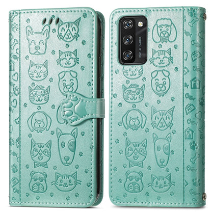 For Blackview A100 Lovely Cat and Dog Embossing Pattern Horizontal Flip Leather Case , with Holder & Card Slots & Wallet & Cartoon Clasp & Lanyard(Green) - More Brand by PMC Jewellery | Online Shopping South Africa | PMC Jewellery | Buy Now Pay Later Mobicred