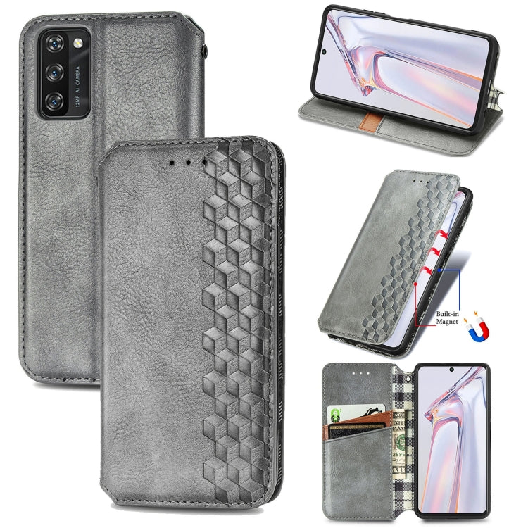 For Blackview A100 Cubic Grid Pressed Horizontal Flip Magnetic PU Leather Case with Holder & Card Slots & Wallet(Grey) - free shipping - PMC TechLife - Order now!