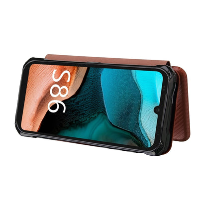 For Doogee S86 / S86 Pro Carbon Fiber Texture Horizontal Flip TPU + PC + PU Leather Case with Card Slot(Brown) - More Brand by PMC Jewellery | Online Shopping South Africa | PMC Jewellery | Buy Now Pay Later Mobicred