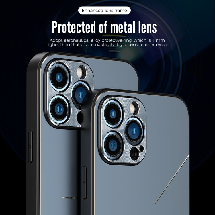 For iPhone 13 Pro R-JUST RJ-52 3-Line Style Metal TPU Shockproof Protective Case (Black) - iPhone 13 Pro Cases by R-JUST | Online Shopping South Africa | PMC TechLife | Buy Now Pay Later Mobicred