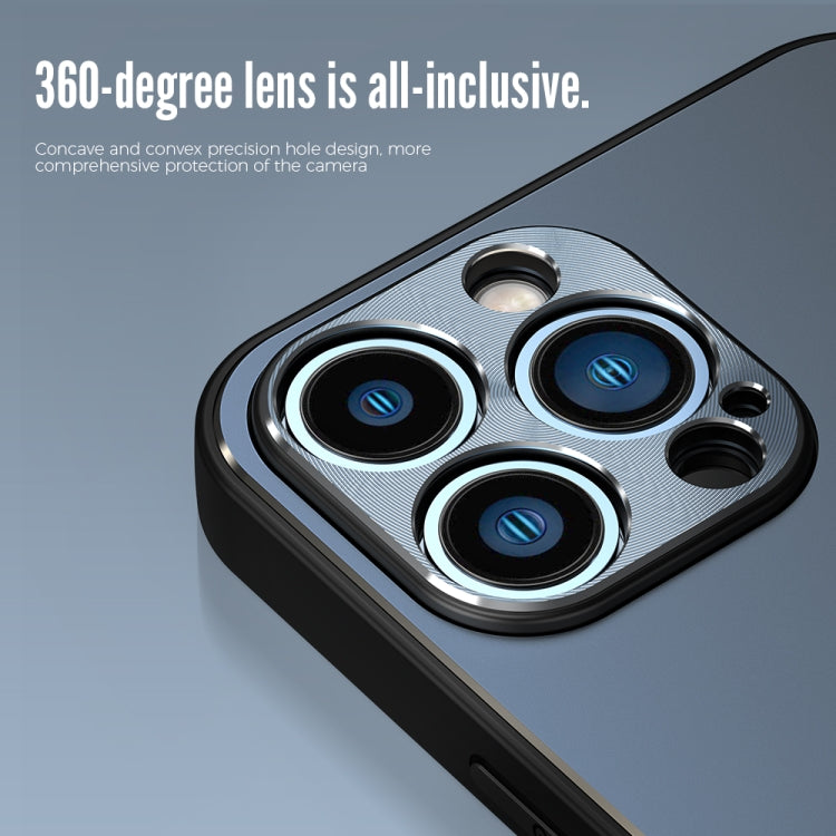 For iPhone 12 R-JUST RJ-52 3-Line Style Metal TPU Shockproof Protective Case(Blue) - iPhone 12 / 12 Pro Cases by R-JUST | Online Shopping South Africa | PMC TechLife | Buy Now Pay Later Mobicred