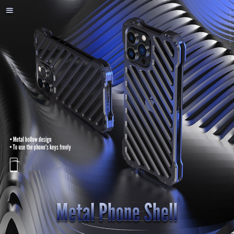 For iPhone 13 Pro R-JUST RJ-50 Hollow Breathable Armor Metal Shockproof Protective Case(Silver Grey) - iPhone 13 Pro Cases by R-JUST | Online Shopping South Africa | PMC TechLife | Buy Now Pay Later Mobicred