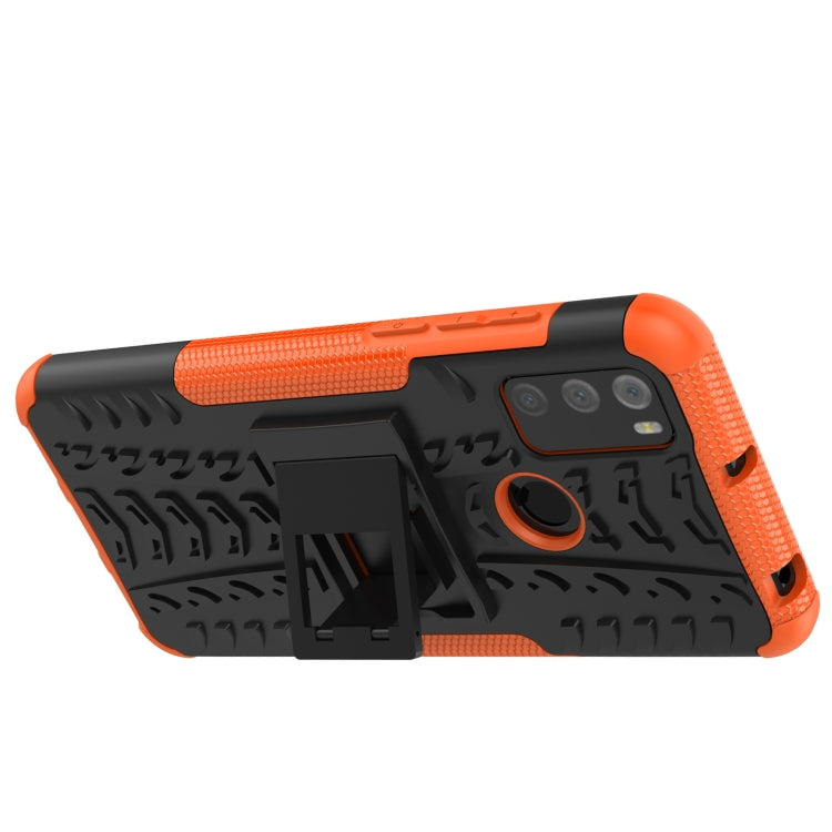 For Alcatel 3L (2021) Tire Texture Shockproof TPU+PC Protective Case with Holder(Orange) - Alcatel Cases by PMC TechLife | Online Shopping South Africa | PMC TechLife | Buy Now Pay Later Mobicred
