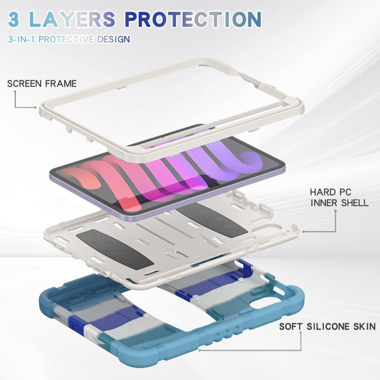 For iPad mini 6 3-Layer Protection Screen Frame + PC + Silicone Shockproof Combination Tablet Case with Holder(Colorful Blue) - iPad mini 6 Cases by PMC Jewellery | Online Shopping South Africa | PMC Jewellery | Buy Now Pay Later Mobicred