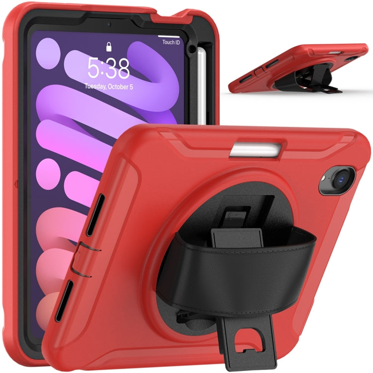 For iPad mini 6 360 Degree Rotation PC + TPU Protective Tablet Case with Holder & Hand-strap(Red) - iPad mini 6 Cases by PMC Jewellery | Online Shopping South Africa | PMC Jewellery | Buy Now Pay Later Mobicred