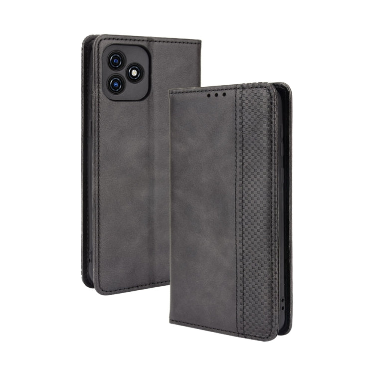 For Blackview Oscal C20 Magnetic Buckle Retro Crazy Horse Texture Horizontal Flip Leather Case with Holder & Card Slots & Photo Frame(Black) - More Brand by PMC Jewellery | Online Shopping South Africa | PMC Jewellery | Buy Now Pay Later Mobicred