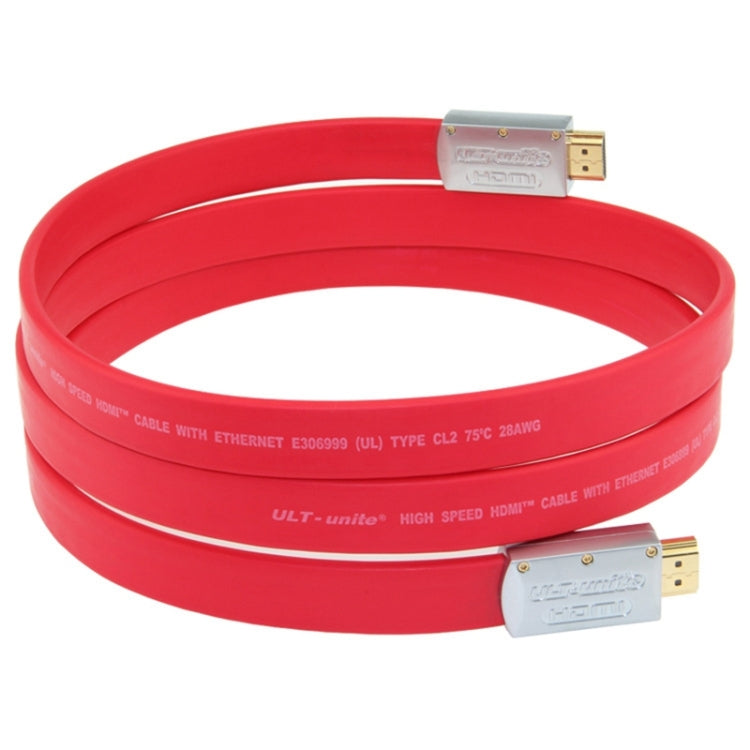 ULT-unite 4K Ultra HD Gold-plated HDMI to HDMI Flat Cable, Cable Length:12m(Red) - Cable by ult-unite | Online Shopping South Africa | PMC Jewellery | Buy Now Pay Later Mobicred