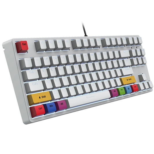 HXSJ L600 87 Keys USB-C / Type-C Wired Red Shaft Mechanical Keyboard with Cool Backlight(White) - Wired Keyboard by HXSJ | Online Shopping South Africa | PMC Jewellery | Buy Now Pay Later Mobicred