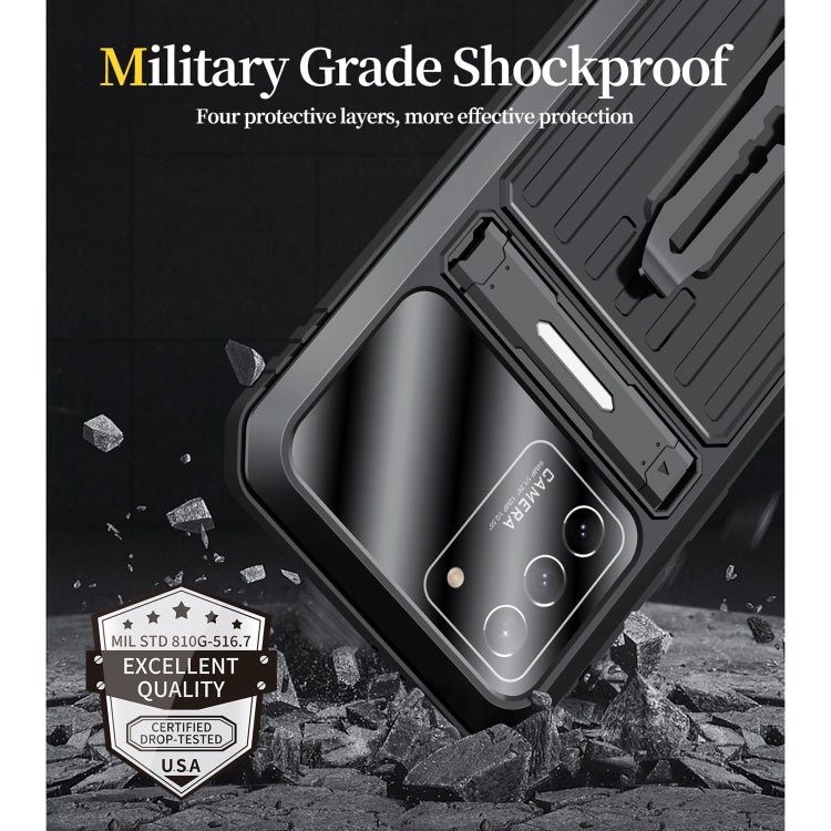 For Samsung Galaxy S21 Ultra 5G Armor Shockproof Splash-proof Dust-proof Phone Case with Holder(Black) - Galaxy S21 Ultra 5G Cases by PMC Jewellery | Online Shopping South Africa | PMC Jewellery