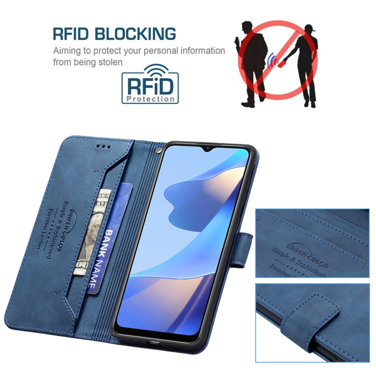 For OPPO A16/ A16s/ A54s/ A55 5G/ A53s 5G Magnetic Clasp RFID Blocking Anti-Theft Leather Case with Holder & Card Slots & Wallet(Blue) - OPPO Cases by PMC Jewellery | Online Shopping South Africa | PMC Jewellery | Buy Now Pay Later Mobicred