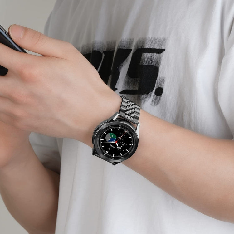 22mm Five-bead Stainless Steel Watch Band (Black Silver) - free shipping - PMC TechLife - Order now!