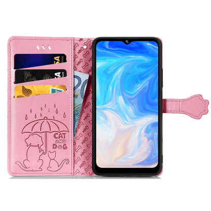 For Doogee N40 Pro Cat and Dog Embossed Horizontal Flip Phone Leather Case with Holder & Card Slot & Wallet & Lanyard(Pink) - More Brand by PMC Jewellery | Online Shopping South Africa | PMC Jewellery | Buy Now Pay Later Mobicred