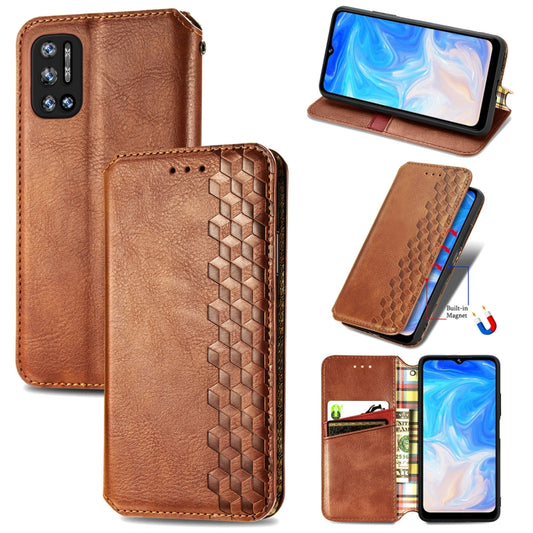 For Doogee N40 Pro Cubic Grid Pressed Horizontal Flip Magnetic Leather Case with Holder & Card Slots & Wallet(Brown) - More Brand by PMC Jewellery | Online Shopping South Africa | PMC Jewellery | Buy Now Pay Later Mobicred