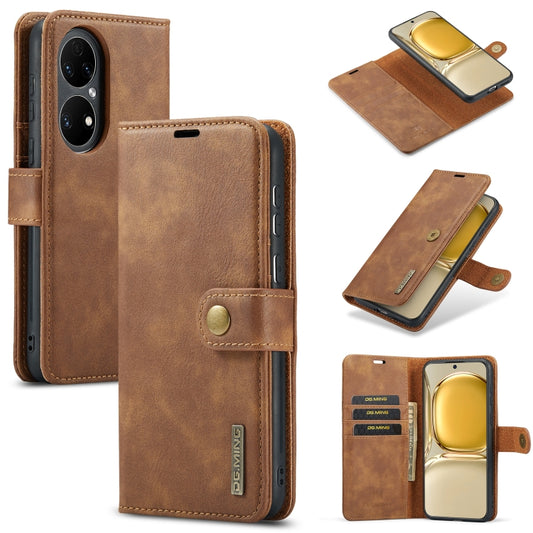 For Huawei P50 Pro DG.MING Crazy Horse Texture Flip Detachable Magnetic Leather Case with Holder & Card Slots & Wallet(Brown) - Huawei Cases by DG.MING | Online Shopping South Africa | PMC Jewellery