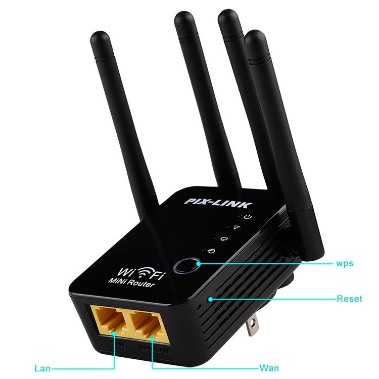 Wireless Smart WiFi Router Repeater with 4 WiFi Antennas, Plug Specification:EU Plug(Black) - Wireless Routers by PMC Jewellery | Online Shopping South Africa | PMC Jewellery | Buy Now Pay Later Mobicred