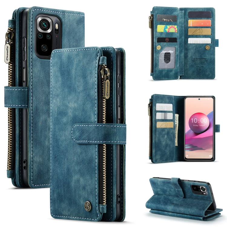 For Xiaomi Redmi Note 10 4G / Redmi Note 10S CaseMe-C30 Multifunctional Horizontal Flip PU + TPU Phone Case(Blue) - Xiaomi Cases by CaseMe | Online Shopping South Africa | PMC Jewellery | Buy Now Pay Later Mobicred