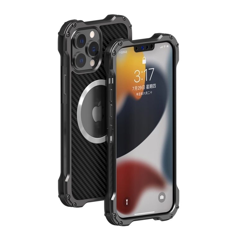 For iPhone 12 Pro Max R-JUST RJ51 Hollow Shockproof Metal Protective Phone Case(Dark Grey) - free shipping - PMC TechLife - Order now!