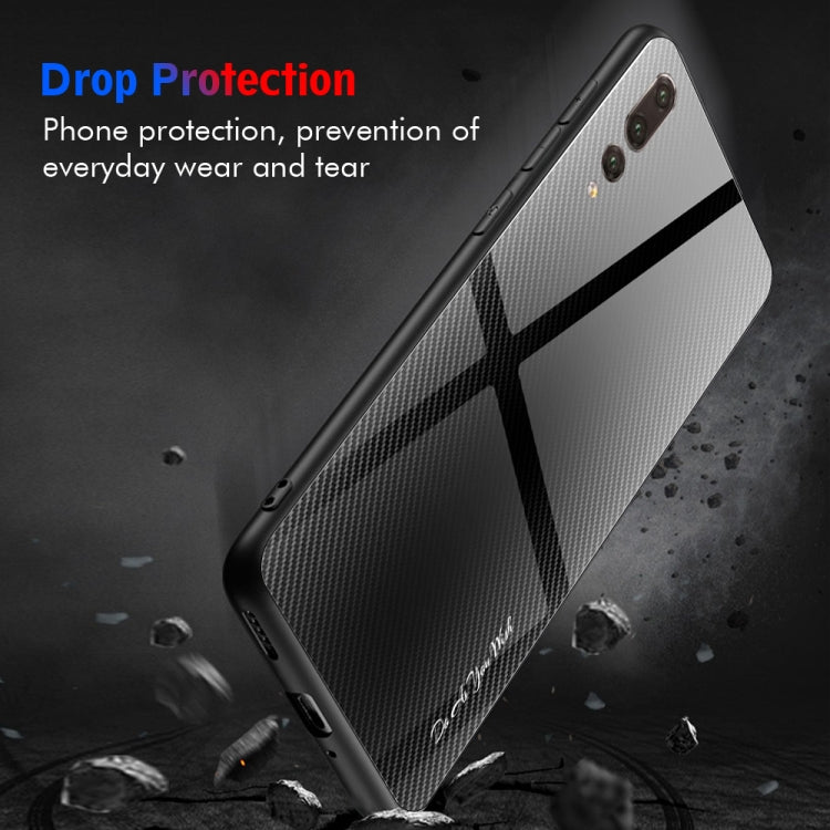 For Huawei P20 Pro Texture Gradient Glass Protective Case(Blue) - Huawei Cases by PMC TechLife | Online Shopping South Africa | PMC TechLife | Buy Now Pay Later Mobicred