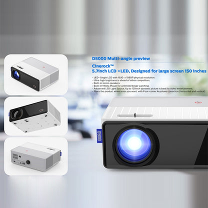 VIVIBRIGHT D5000 1920x1080P 420ANSI 6000Lumens LCD + LED HD Digital Projector, Screen Mirroring - LED Projector by VIVIBRIGHT | Online Shopping South Africa | PMC Jewellery | Buy Now Pay Later Mobicred