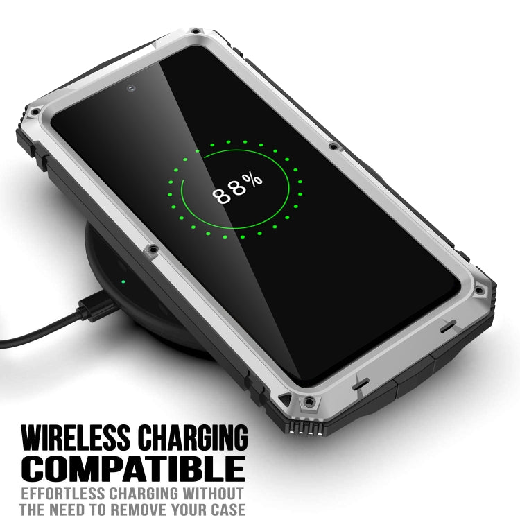 For Samsung Galaxy S21 FE R-JUST Rugged Phone Case with Holder(Silver) - Galaxy Phone Cases by R-JUST | Online Shopping South Africa | PMC TechLife | Buy Now Pay Later Mobicred