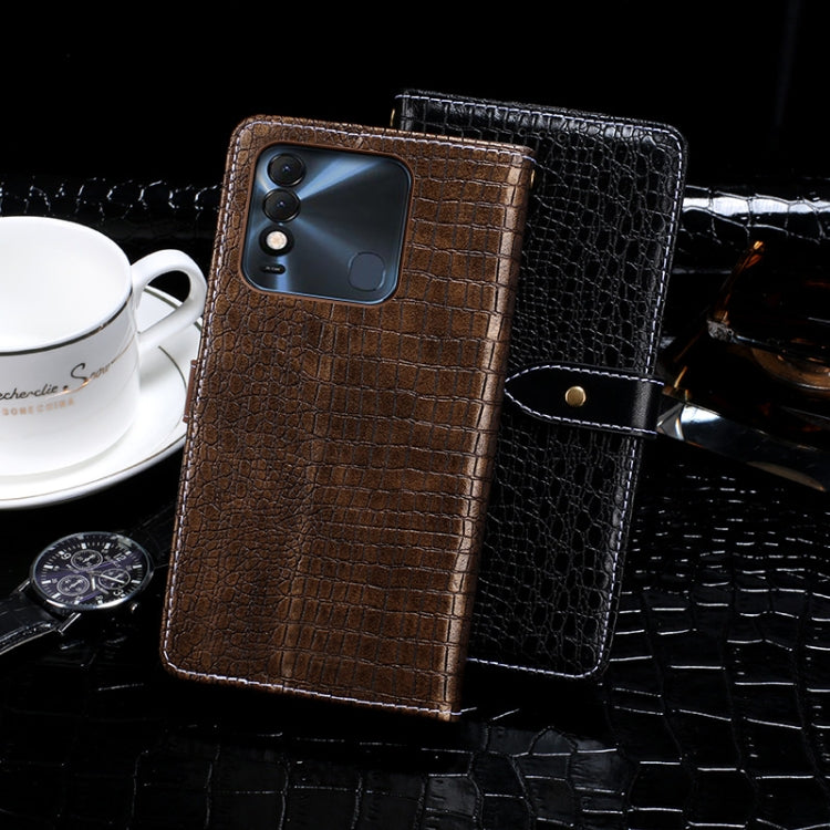 For Tecno Spark 8 idewei Crocodile Texture Leather Phone Case(Dark Blue) - Tecno Cases by idewei | Online Shopping South Africa | PMC TechLife | Buy Now Pay Later Mobicred