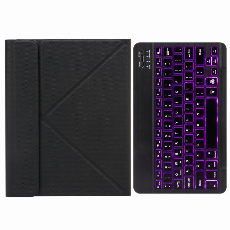 H-097S Monochrome Backlight Bluetooth Keyboard Leather Case with Rear Three-fold Holder For iPad 9.7 2018 & 2017(Black) - Universal by PMC TechLife | Online Shopping South Africa | PMC TechLife