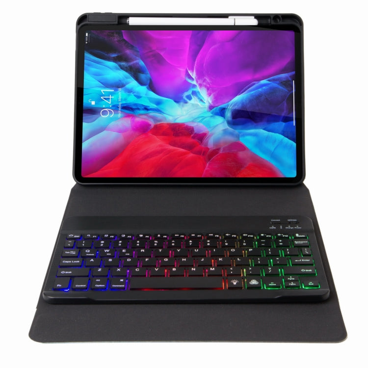 H-097S3 Tri-color Backlight Bluetooth Keyboard Leather Case with Rear Three-fold Holder For iPad 9.7 2018 & 2017(Black) - Universal by PMC TechLife | Online Shopping South Africa | PMC TechLife