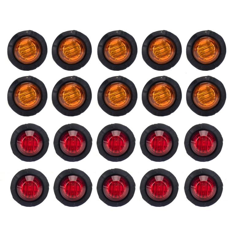 A5014 20 in 1 Red + Amber Light Truck Trailer LED Round Side Marker Lamp - Warning Lights by PMC Jewellery | Online Shopping South Africa | PMC Jewellery | Buy Now Pay Later Mobicred