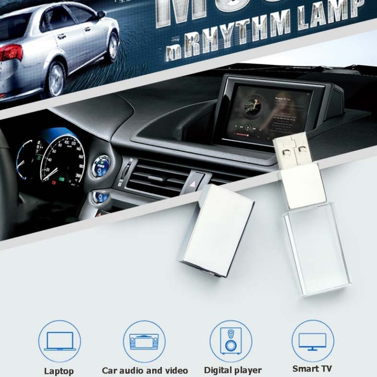 Crystal Flash Light Emitting USB 2.0 Flash Drive Car Music USB Flash Drive, Capacity:16GB(White) - USB Flash Drives by PMC TechLife | Online Shopping South Africa | PMC TechLife | Buy Now Pay Later Mobicred