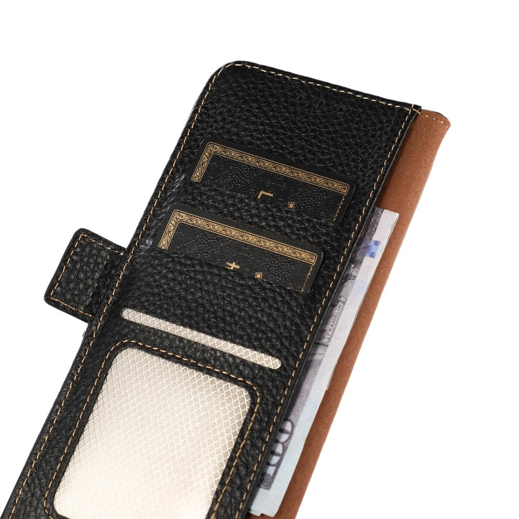 For Motorola Moto E7 Power KHAZNEH Side-Magnetic Litchi Genuine Leather RFID Case(Black) - Motorola Cases by PMC TechLife | Online Shopping South Africa | PMC TechLife | Buy Now Pay Later Mobicred