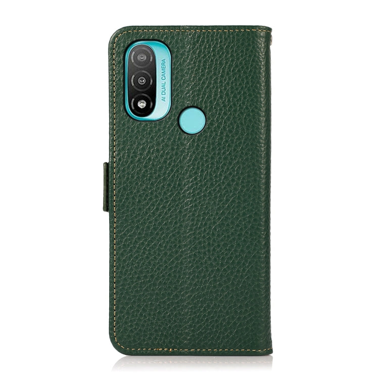 For Motorola Moto E20 / E40 KHAZNEH Side-Magnetic Litchi Genuine Leather RFID Case(Green) - free shipping - PMC TechLife - Order now!
