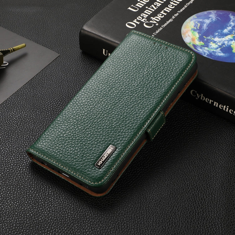 For Huawei nova 9 KHAZNEH Side-Magnetic Litchi Genuine Leather RFID Phone Case(Green) - Huawei Cases by PMC TechLife | Online Shopping South Africa | PMC TechLife | Buy Now Pay Later Mobicred