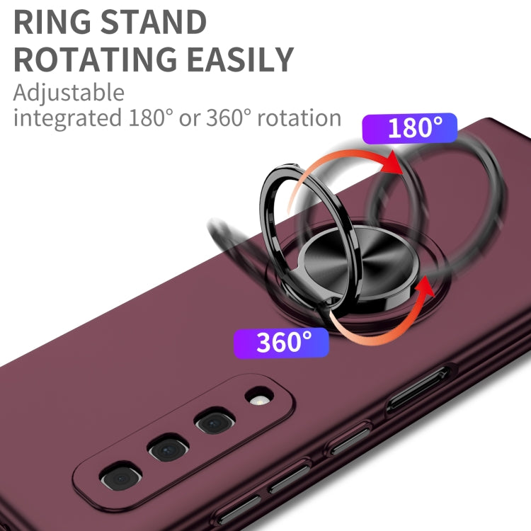 For Samsung Galaxy Fold Armor Ring Holder Phone Case(Wine Red) - Galaxy Phone Cases by PMC Jewellery | Online Shopping South Africa | PMC Jewellery | Buy Now Pay Later Mobicred