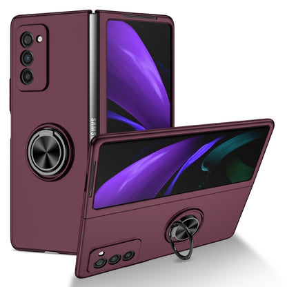 For Samsung Galaxy Z Fold2 5G Armor Ring Holder Phone Case(Wine Red) - Galaxy Phone Cases by PMC Jewellery | Online Shopping South Africa | PMC Jewellery