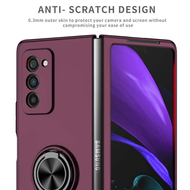 For Samsung Galaxy Z Fold2 5G Armor Ring Holder Phone Case(Wine Red) - Galaxy Phone Cases by PMC Jewellery | Online Shopping South Africa | PMC Jewellery